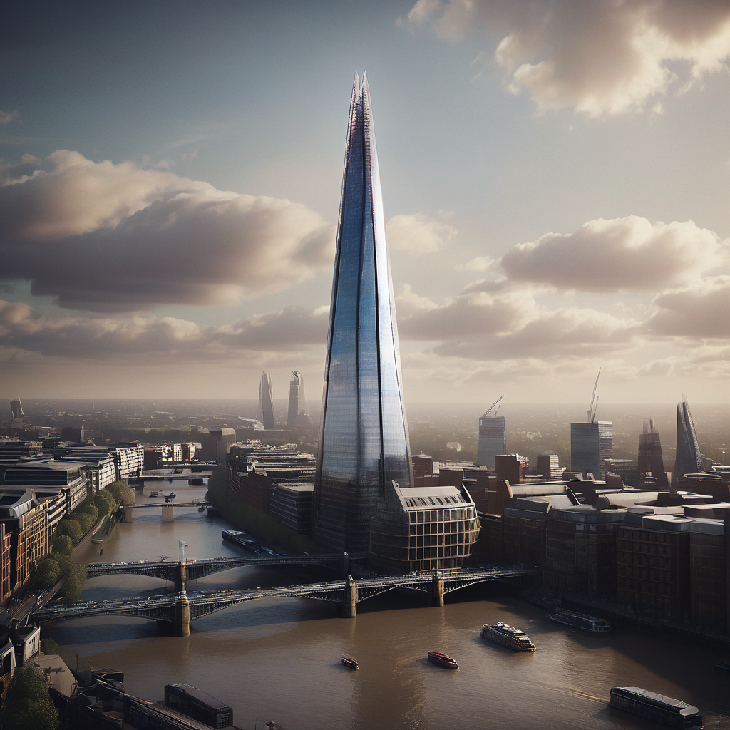 The shard in londen in de stijl van samuel cooper