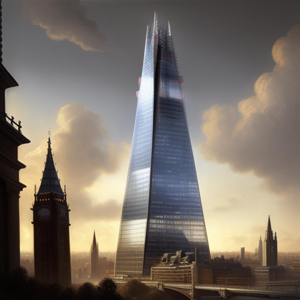 The shard in londen in de stijl van samuel cooper