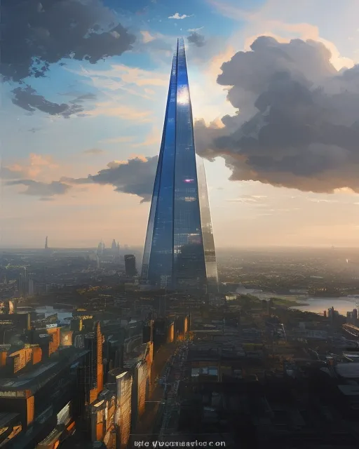 The shard in londen in de stijl van samuel cooper